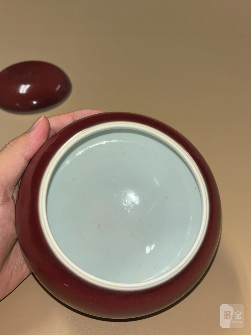清雍正 霁红釉围棋罐 - 图8